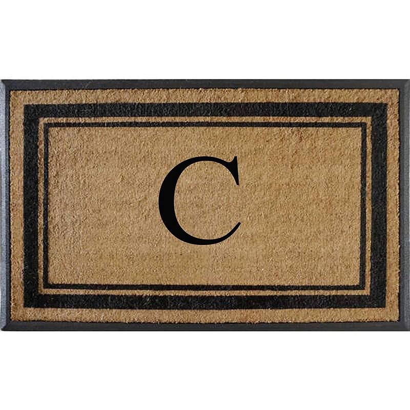 A1HC Markham Border Natural Flocked Rubber Large Doormat 30"x48" - Monogrammed C