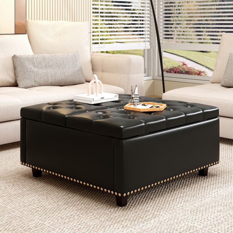 Storage Square Chair with Storage - Black