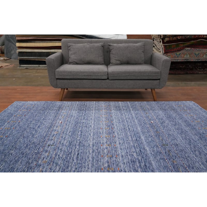 Hand Knotted Oriental 100% Wool Carpet Tribal Animal Pictorial Purples Gabbeh Area Rug - 8' 3'' X 7' 10''