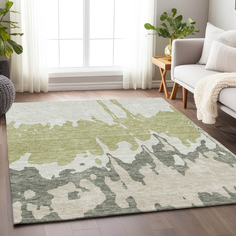 Premium Washable Super Soft Modern Drama Mayfield Rug - Aloe - 10' x 14'