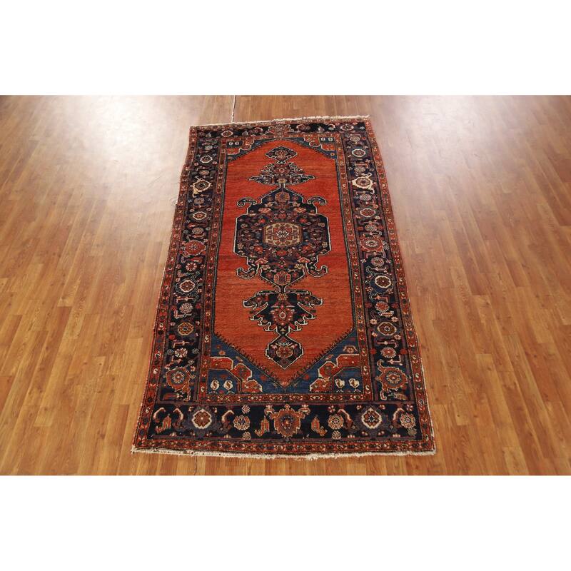 Hand Knotted Oriental 100% Wool Carpet Traditional Medallion Oranges & Rust Malayer Area Rug - 8' 0'' X 4' 6''
