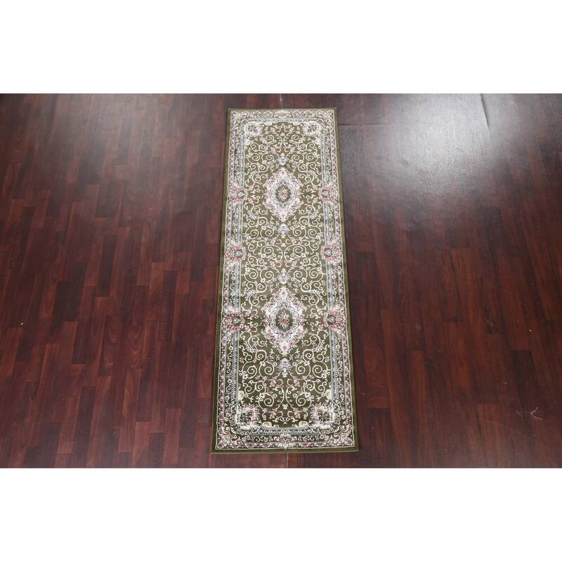 Green Floral Medallion Transitional Turkish Rug Oriental Carpet