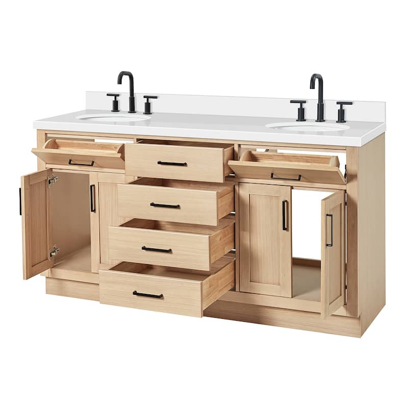 Ariel T067DWQOVO Hepburn 67" Free Standing Double Basin Vanity Set