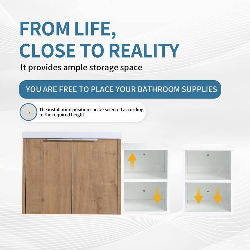 ARTCHIRLY 24/36/48/60/72/84 Inch Bathroom Vanity with Sink, Floating Bathroom Vanity with Soft Close Door and Shelf