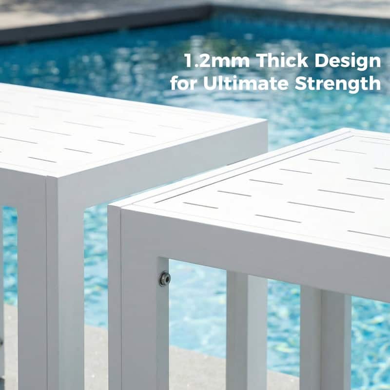 Aluminum Outdoor Coffee Table 23.6" L x 23.6" W x 17.7" H Modern Patio Table for Poolside or Garden