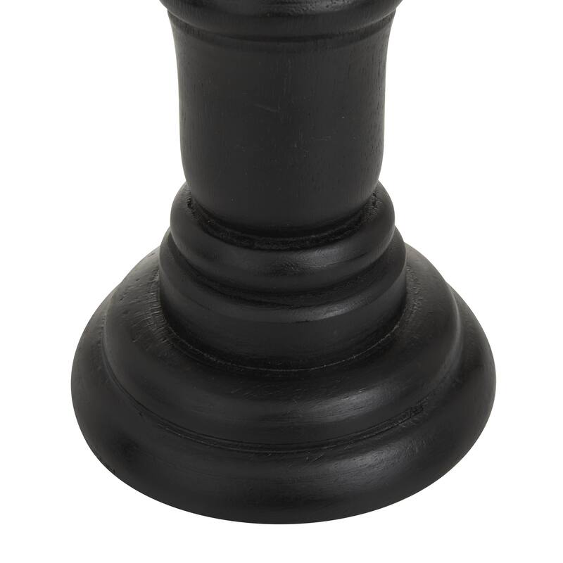 Gold, Black or White Mango Wood Turned Style Pillar Decorative Candle Holder (Set of 3)