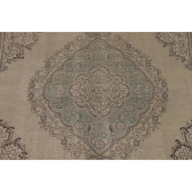 Distressed Tabriz Persian Area Rug Handmade Wool Carpet - 7'9"x 11'3"
