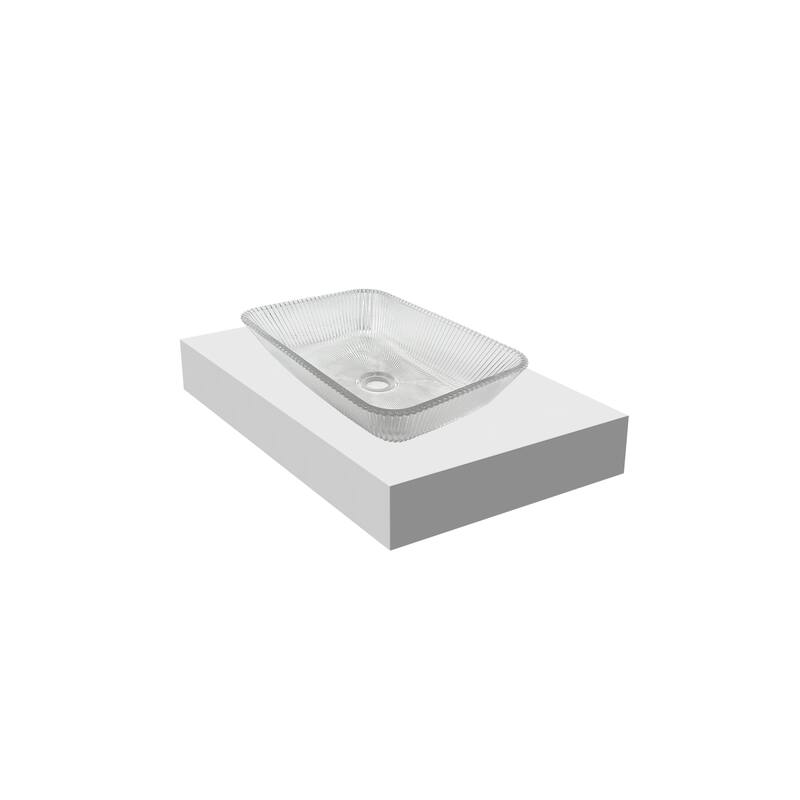 CastelloUSA 18" Rectangle Decorative Clear Crystal Sink With Base