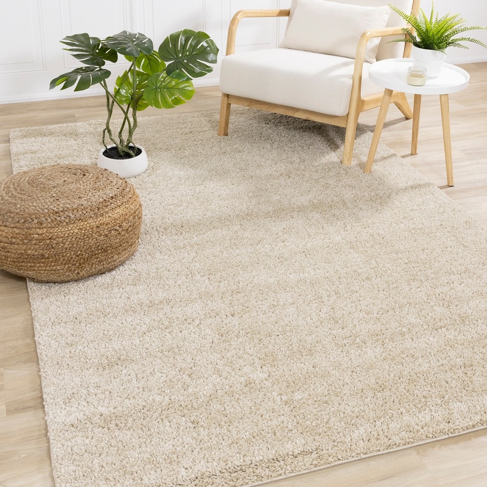 Taylor Collection - Plush Beige Shag Area Rug