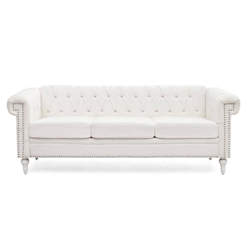 Modern Teddy Velvet Sofa with Birch Legs and Quilted Backrest, 660 lbs Capacity