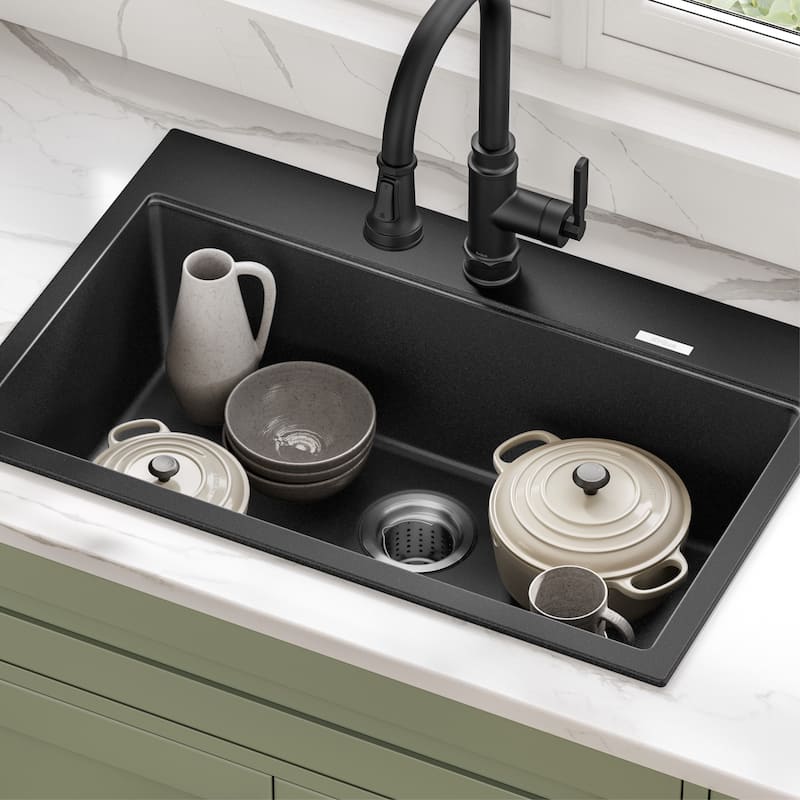 KRAUS Granite 31 inch 1-Bowl Undermount Drop-in Kitchen Sink