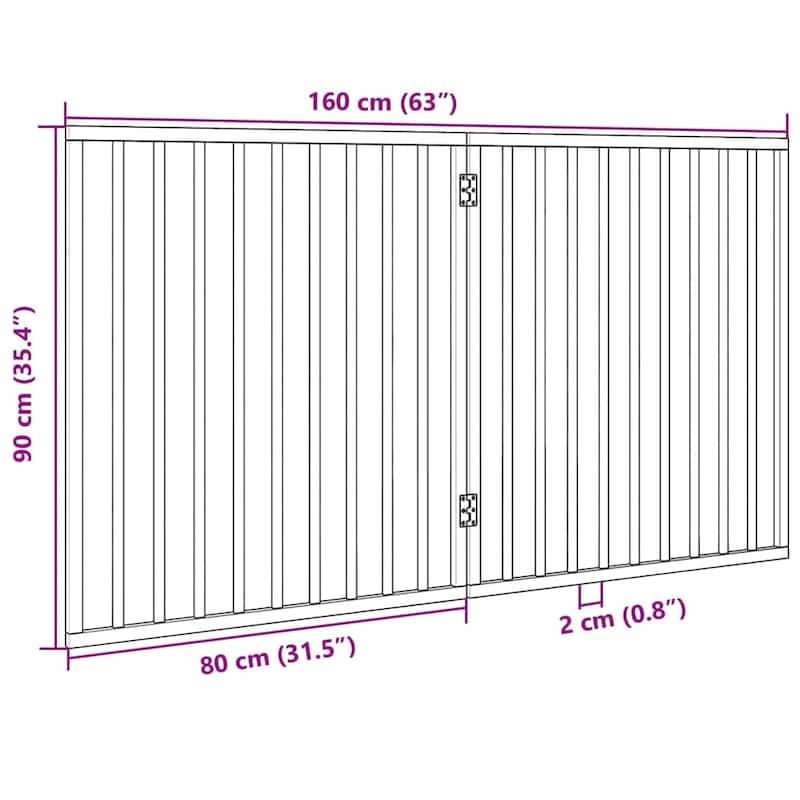 vidaXL Dog Gate Set of 2 Brown Solid Poplar wood 63 in long Foldable