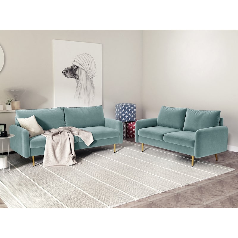 Velvet 2 Piece Loveseat and Sofa Living Room Set