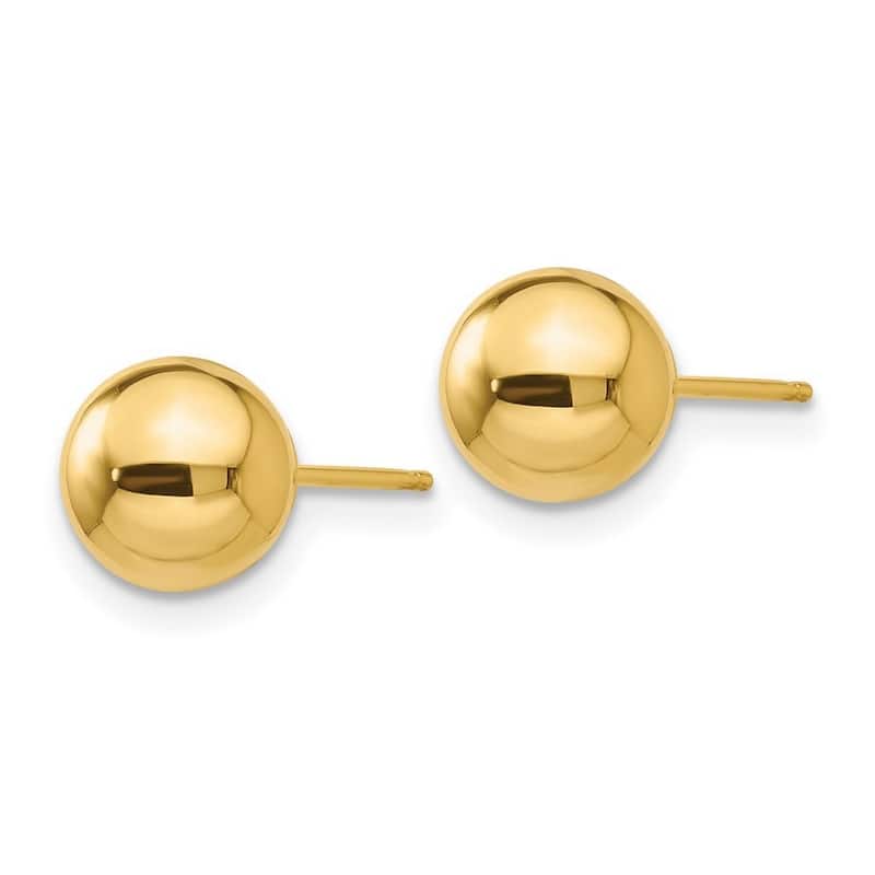 Curata 14k Yellow Gold Polished 7mm Ball Post Earrings