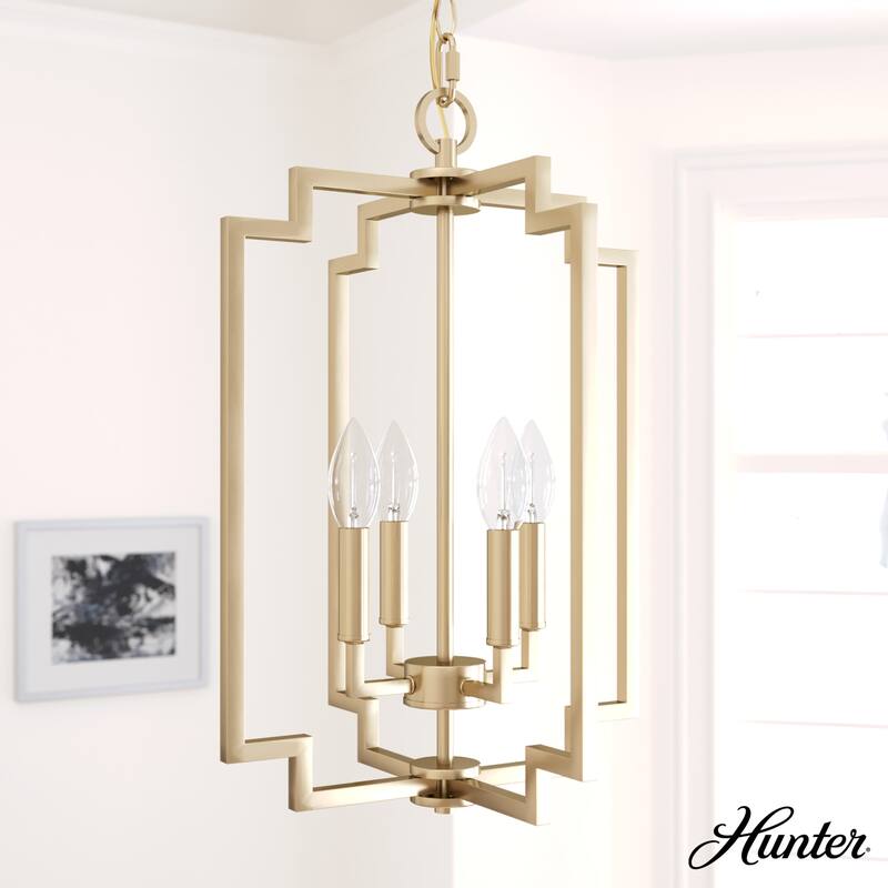 Hunter Zoanne 4-Light Modern Pendant Hanging Light - Island, Entry, Dining - Geometric, Contemporary, Candle, Transitional - 21" - Alturas Gold
