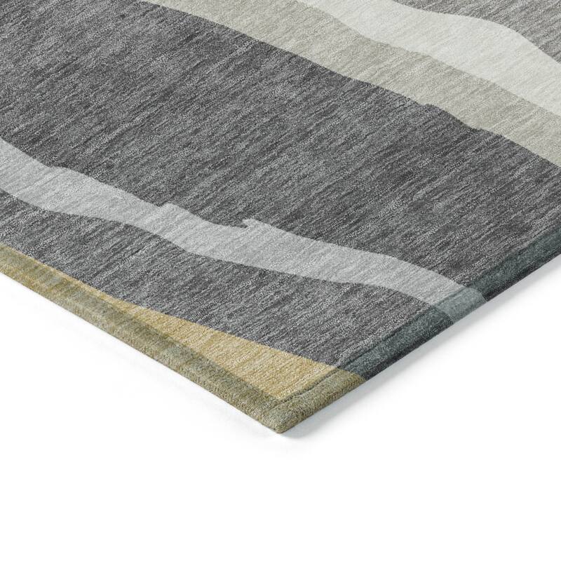 Machine Washable Indoor/ Outdoor Abstract Contemporary Chantille Rug