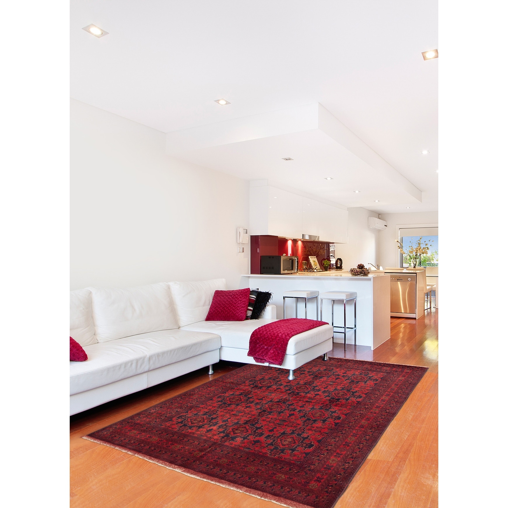 eCarpet Gallery Area Rug for Living Room 328693 Hand-Knotted Wool Rug Finest Khal Mohammadi Bordered Red Rug 4'0 x 6'2 Bedroom eCarpet Gallery Area Rug for Living Room 328693 Hand-Knotted Wool Rug Finest Khal Mohammadi Bordered Red Rug 4'0 x 6'2 Bedroom