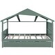 preview thumbnail 71 of 89, Twin Size House Bed Wood Slats Platform Bed Creativity Kids Bed Frame with Skylight, Storage Shelf, Trundle Bed