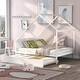 preview thumbnail 1 of 12, White Solid Wood House Bed with Roof for Boys and Girls' Bedroom White