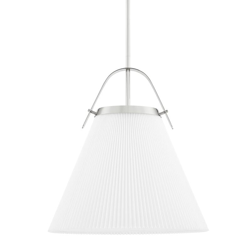 Aldridge 1-Light Large Pendant with Off White Shade - Polished Nickel