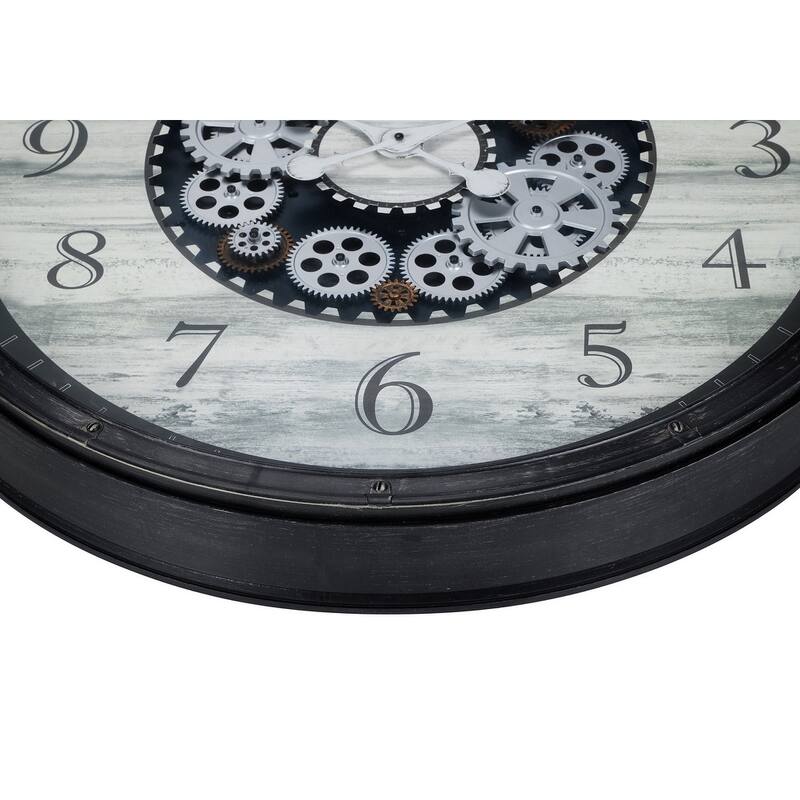 30 in Oversized Gear Mechanism Brown Wall Clock - 30 in