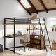 preview thumbnail 2 of 9, Twin Loft Bed with Desk, Shelves, 2 Drawers, LED Light and USB, Black