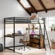 preview thumbnail 13 of 20, Twin Loft Bed with Desk, Shelves, 2 Drawers, LED Light and USB