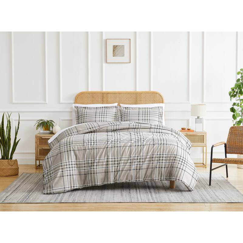 Vilano Choice Ultra-Soft Plaid Down Alternative 3-piece Comforter Set - King - Mocha - 3 Piece