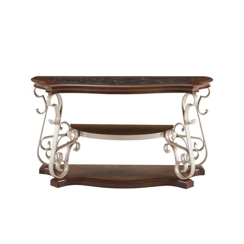 Rustic Brown Marble Paper Top Coffee Table End Sofa Cocktail Table for Living Room