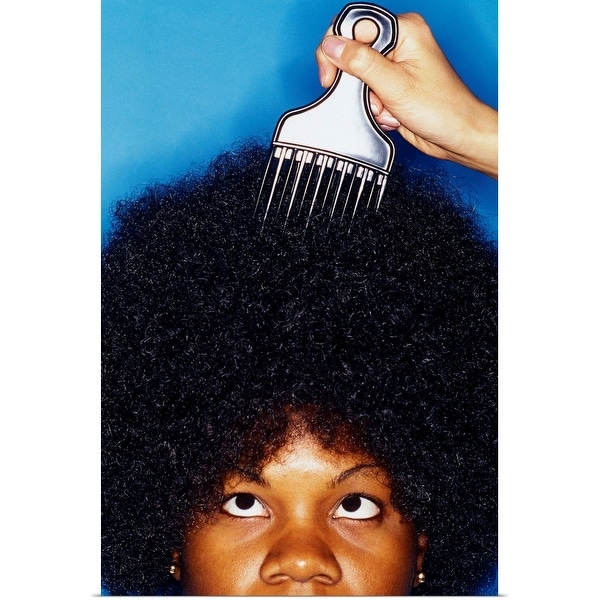 "Woman having hair picked out" Poster Print