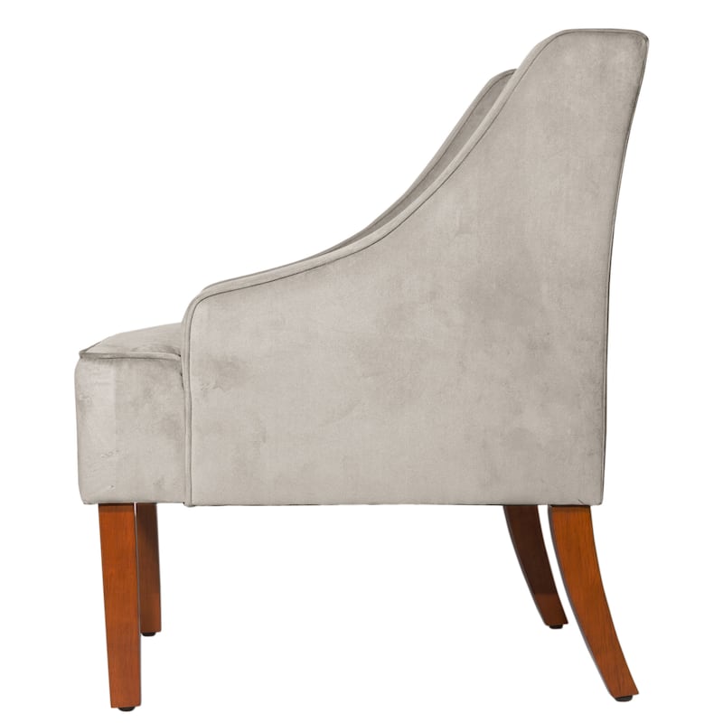 Porch & Den Lyric Dove Grey Velvet Swoop Arm Accent Chair