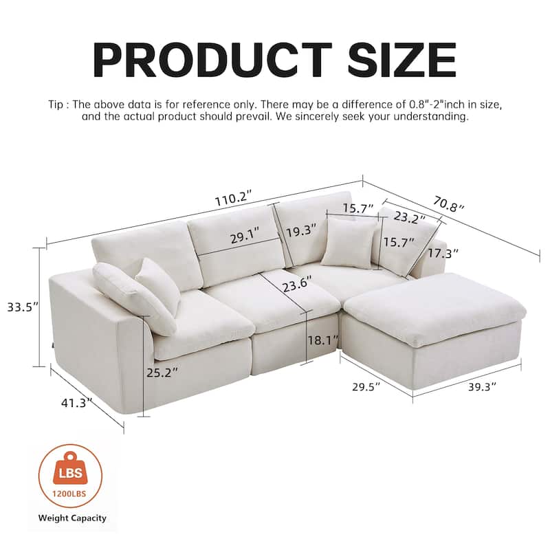 Modern L-Shaped Sectional Sofa with Chaise Lounge,Compressed Sectional Sofa Modern Minimalist Style Corduroy Couch