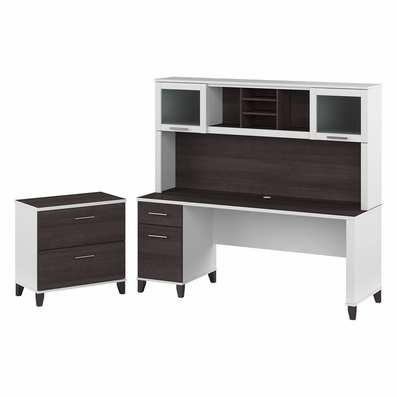 Somerset 72W Office Desk with Hutch and File Cabinet by Bush Furniture
