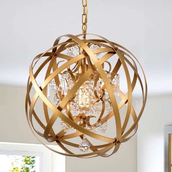slide 2 of 13, Verite 19 Inch Matte Gold with 1 Light Chandelier with Globe Metal Shade (Color Optional)