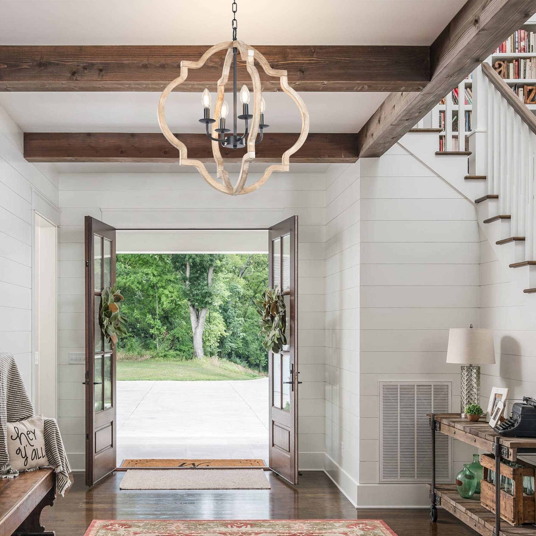 Farmhouse foyer shop chandelier