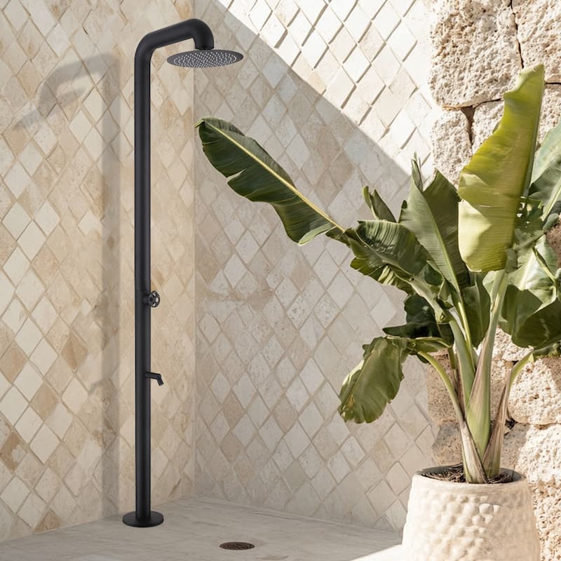 88"H Stainless Steel Freestanding Outdoor Shower with Footwash Spout