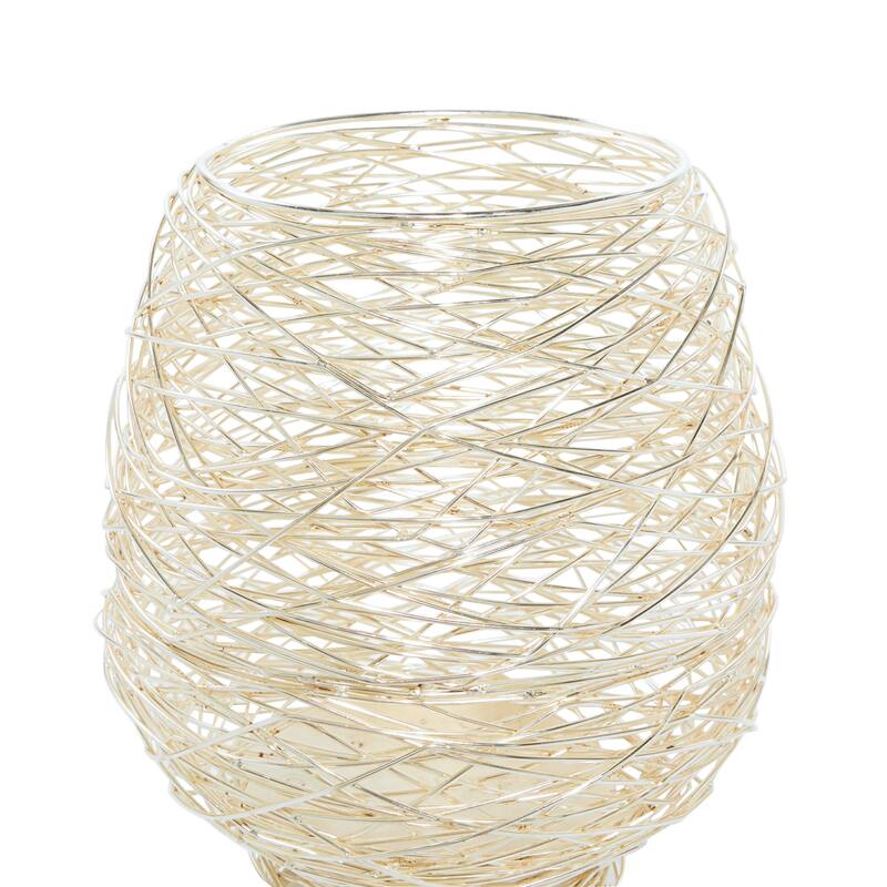 CosmoLiving by Cosmopolitan Gold Metal Tealight Decorative Indoor Outdoor Candle Lantern (Set of 2) - S/2 13", 10"H