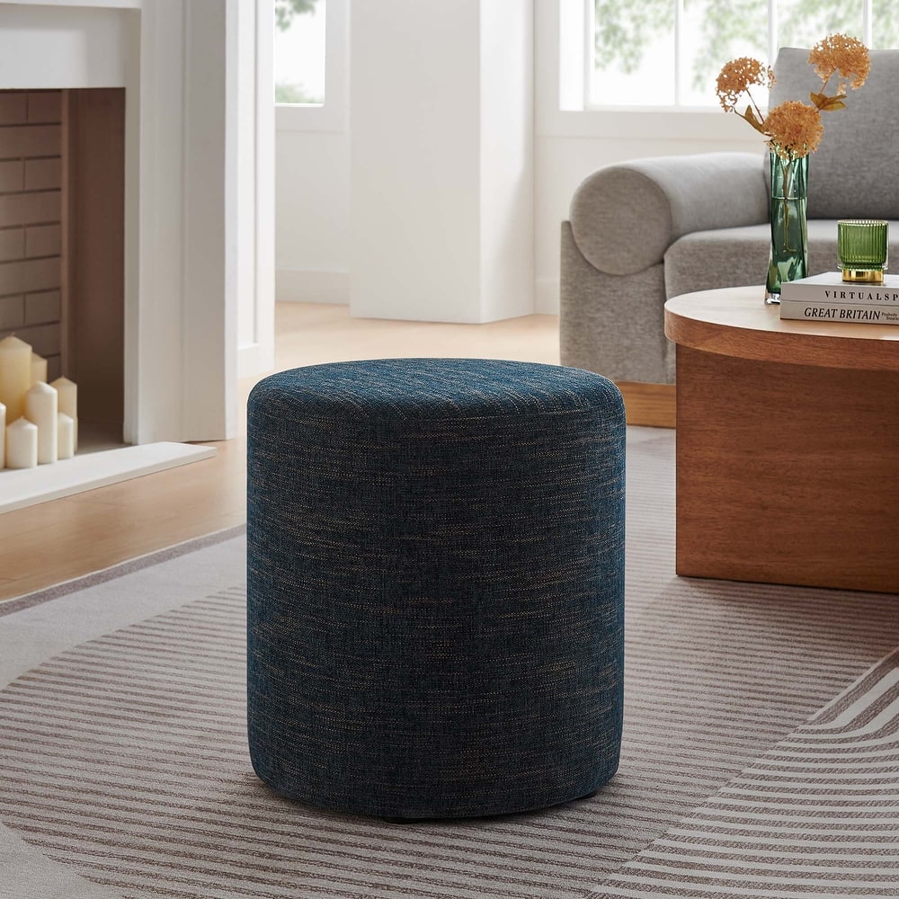 Callum 16"/23"/29"/38" Round Woven Heathered Fabric Upholstered Ottoman