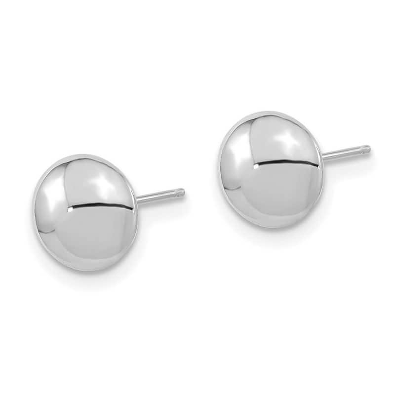 Curata 14k White Gold Polished 8mm Button Post Earrings