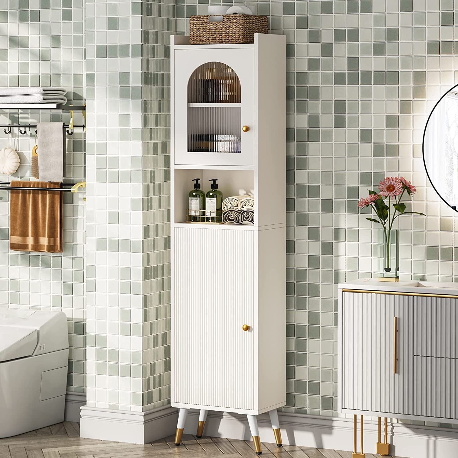 White bathroom cabinet doors 2025