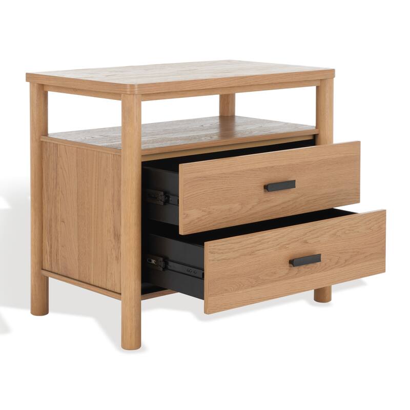 SAFAVIEH Couture Heidegunde 2-Drawer Nightstand Bedside Accent Table (Fully Assembled)
