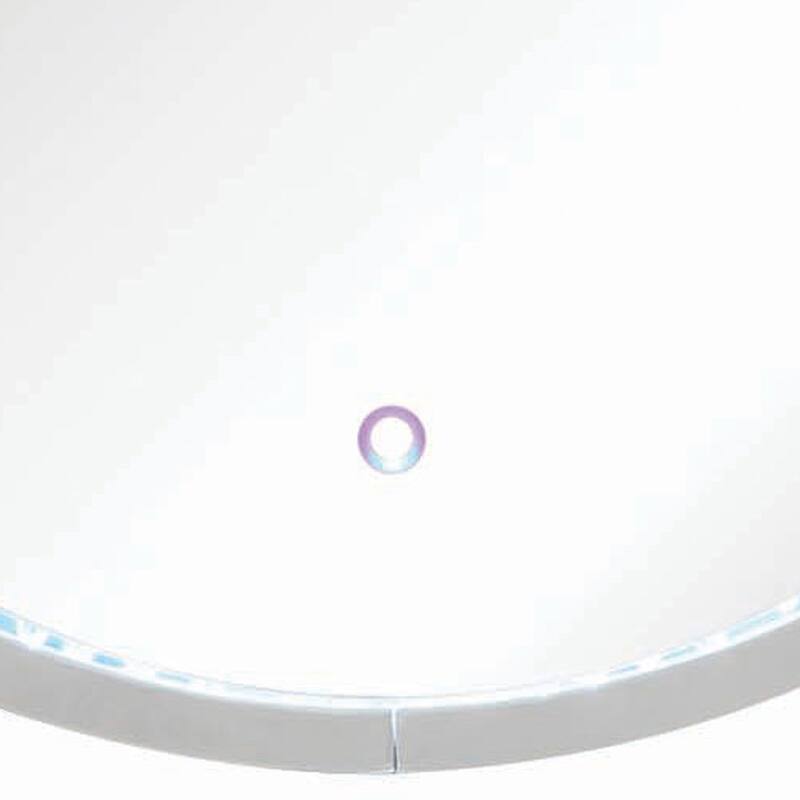 Round Accent Wall Decor with LED Bulb and Beveled Edges, Silver