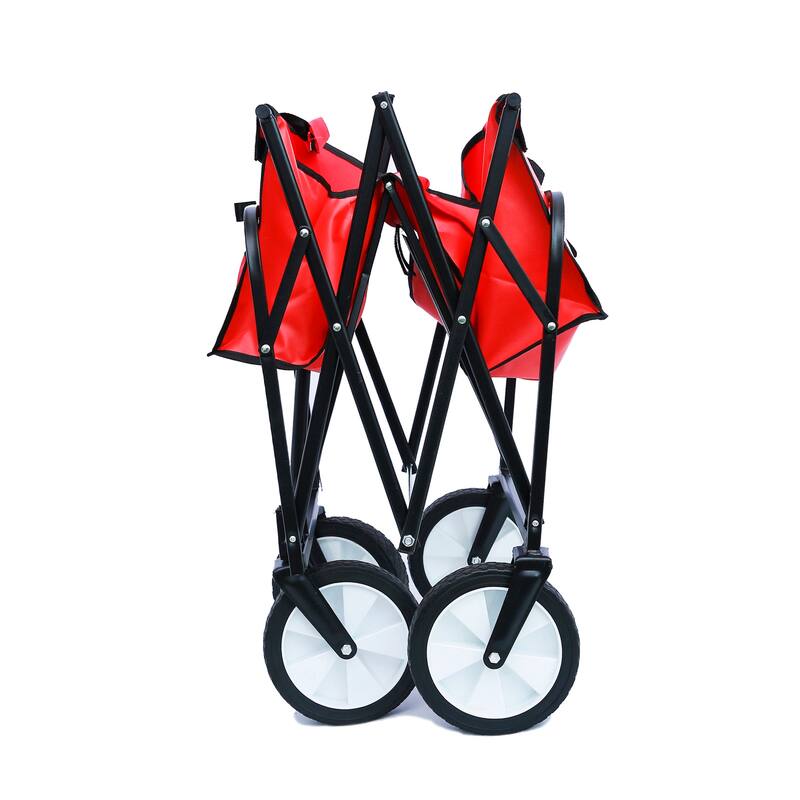 Durable Folding Utility Wagon Cart, 600D Polyester Fabric, 150 lbs Capacity, for Beach, Garden, Camping, and Shopping