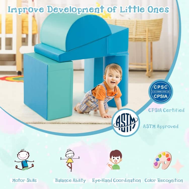 5-Piece Kids Climb and Crawl Activity Playset - 15.5" x 8" x 8"