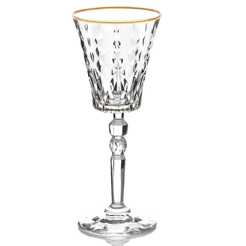 Lorren Home Trends Marilyn Gold Red Wine Goblets, Set of 4