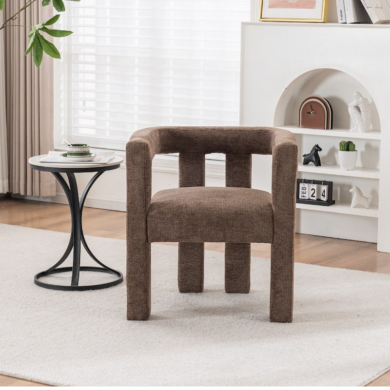 Set of 1 Chic design Barrel shaped Fabric Upholstered Accent Armchair - Brown
