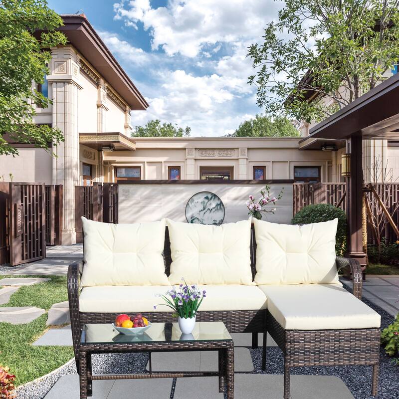 Outdoor Wicker Rattan Sectional Sofa Set