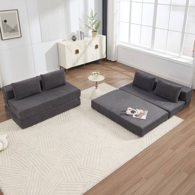 Rossetta Contemporary Square Space-Adaptive Foldable Design Corduroy Lasting Comfort Sofa, Easy to Assembly and Store