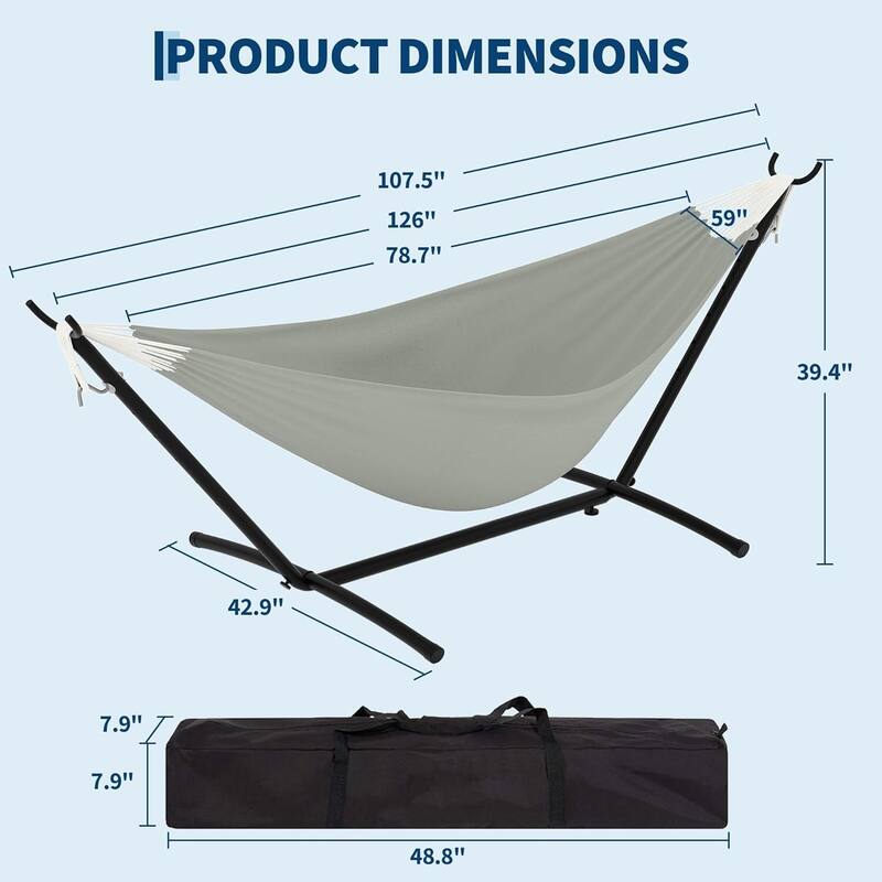 Portable Double Hammocks with Carrying Bag for Outside, 450 lbs Capacity