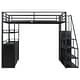 preview thumbnail 8 of 28, Metal Loft Bed with Bulit-in Wardrobe and Storage Staircase, Full Size Loft Bedframe with Locker and Storage Shelves for Kids